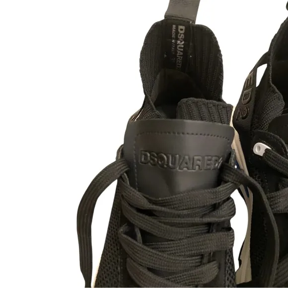 DSQUARED2 Womens Black Chunky Mesh Athletic Sneakers Lace-Up Slip-on Sock Size 9