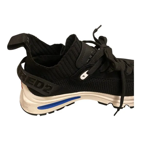 DSQUARED2 Womens Black Chunky Mesh Athletic Sneakers Lace-Up Slip-on Sock Size 9