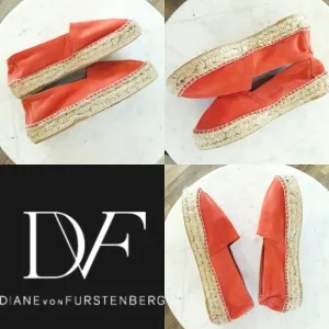 DVF Diane Von Furstenberg Orange Corral Espadrilles Flats