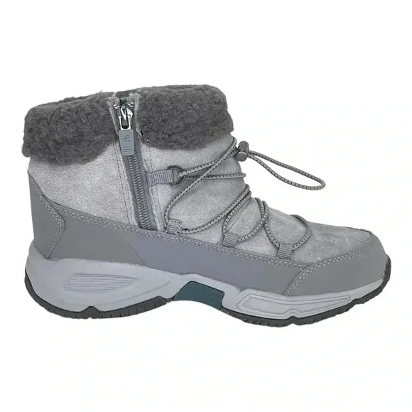 Easy Spirit Voyage Grey Leather Insulated Womens Ankle Boots Size 6M