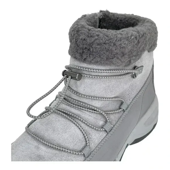 Easy Spirit Voyage Grey Leather Insulated Womens Ankle Boots Size 6M