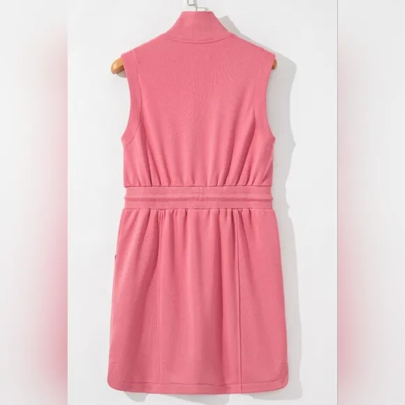 Easy Zip Terry Dress - Coral