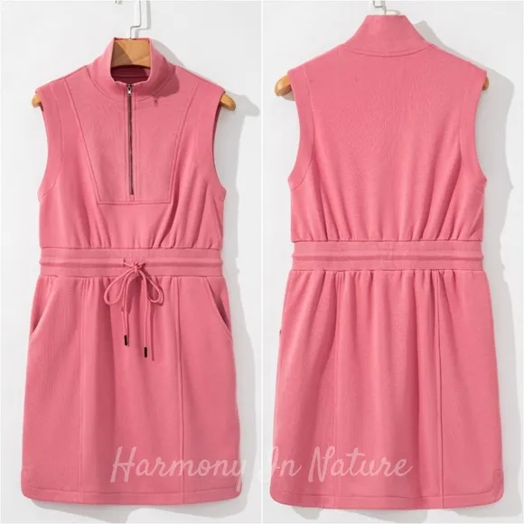 Easy Zip Terry Dress - Coral