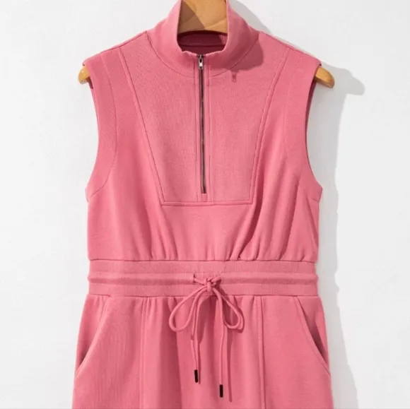 Easy Zip Terry Dress - Coral