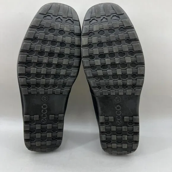 Ecco Classic Moc 2.0 Driver Loafers Men Size 9 Black Leather Slip On Casual Shoe