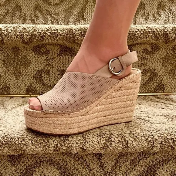 EEUC Women's Marc Fisher Landela Wedge Heel d'Orsay Espadrilles Tan Size 6.5 M