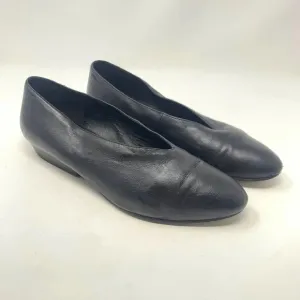 Eileen Fisher Black Leather Pointed Toe Ballet Wedge Flats Size US 7.5