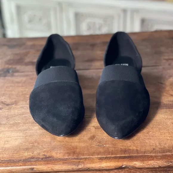Eileen Fisher Black Suede D-Orsay Pointed Toe Flats Women 6.5 new