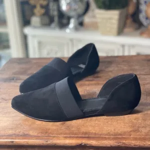 Eileen Fisher Black Suede D-Orsay Pointed Toe Flats Women 6.5 new