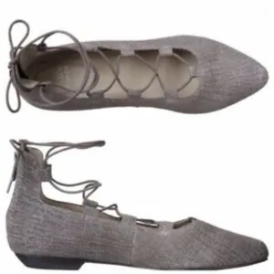 Eileen Fisher Loop2-td pointed toe Lace Up Gray‎ Vamp Tie Casual Flats Shoes 7