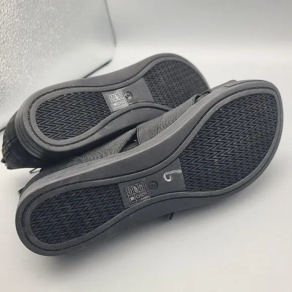 Eileen Fisher Sandals Black Link Open Toe Strappy Tie Zip Platform Sz 6 New