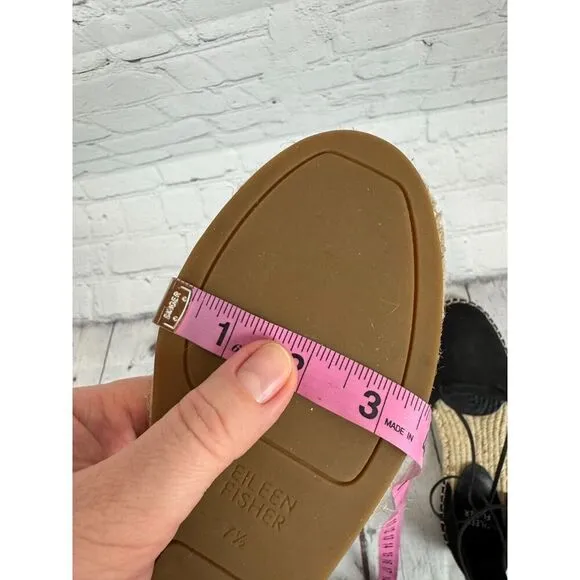EILEEN FISHER Lala espadrille flat black sandals size 7.5 NWOB