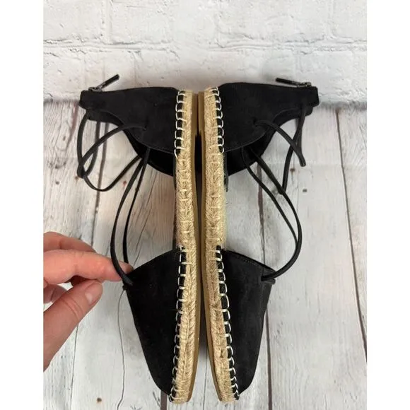 EILEEN FISHER Lala espadrille flat black sandals size 7.5 NWOB