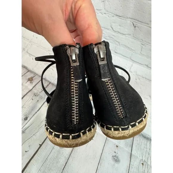 EILEEN FISHER Lala espadrille flat black sandals size 7.5 NWOB