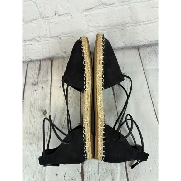 EILEEN FISHER Lala espadrille flat black sandals size 7.5 NWOB