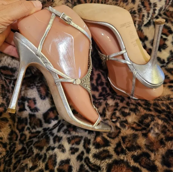 Elegant Silver Strappy Sandals