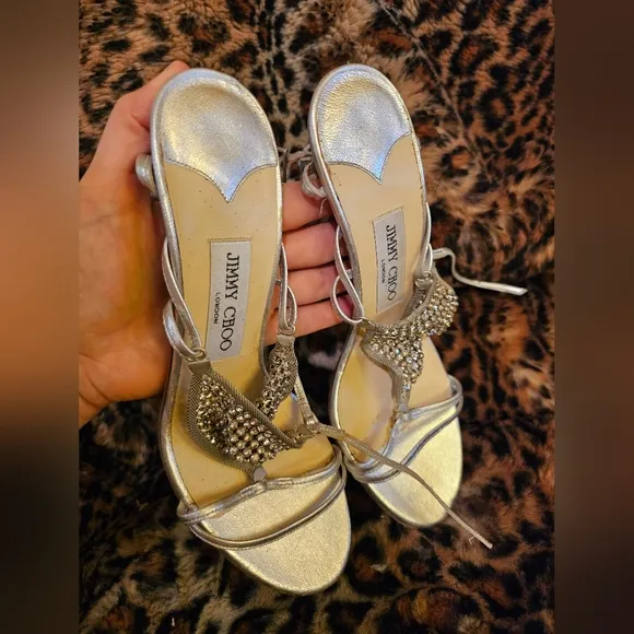Elegant Silver Strappy Sandals