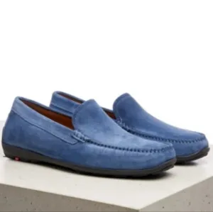 Elja by Lloyd Germany Classic Men's Loafers Suede Leather Blue Slipons Dressy