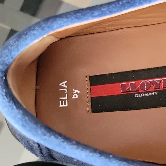 Elja by Lloyd Germany Classic Men's Loafers Suede Leather Blue Slipons Dressy