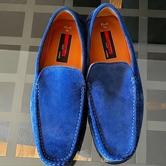 Elja by Lloyd Germany Classic Men's Loafers Suede Leather Blue Slipons Dressy
