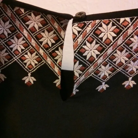 Embroidered Black Silk Dress