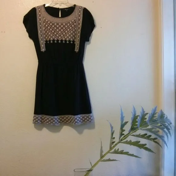 Embroidered Black Silk Dress