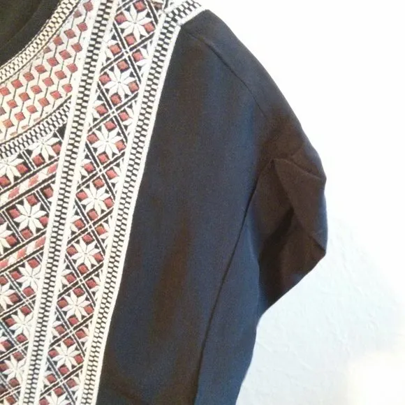 Embroidered Black Silk Dress