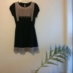 Embroidered Black Silk Dress