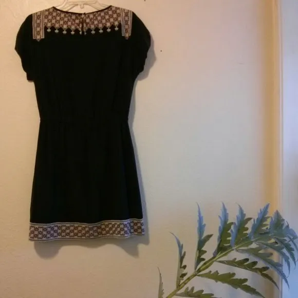 Embroidered Black Silk Dress