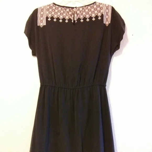 Embroidered Black Silk Dress