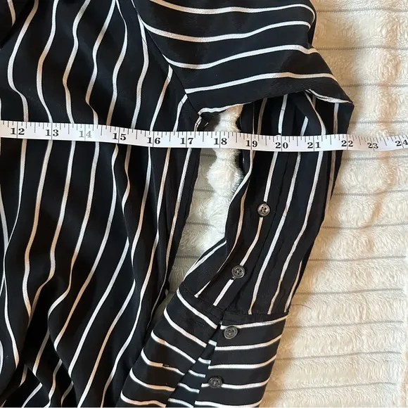 Equipment 100% Silk Black White Stripe Maxi Shirt Dress – Size XS