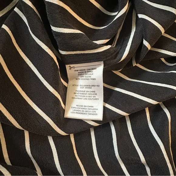 Equipment 100% Silk Black White Stripe Maxi Shirt Dress – Size XS