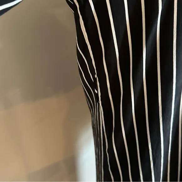 Equipment 100% Silk Black White Stripe Maxi Shirt Dress – Size XS
