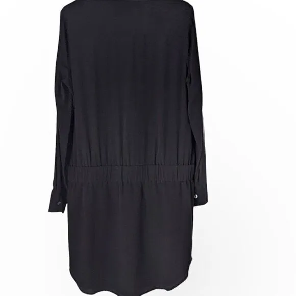 Equipment Femme Long Sleeve Drop Waist Dress in Black Size Medium