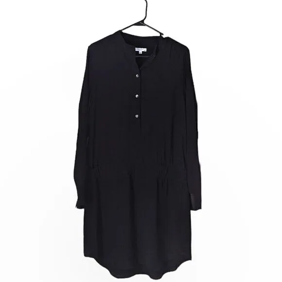 Equipment Femme Long Sleeve Drop Waist Dress in Black Size Medium