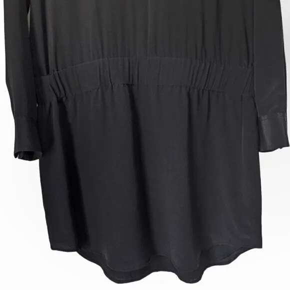 Equipment Femme Long Sleeve Drop Waist Dress in Black Size Medium