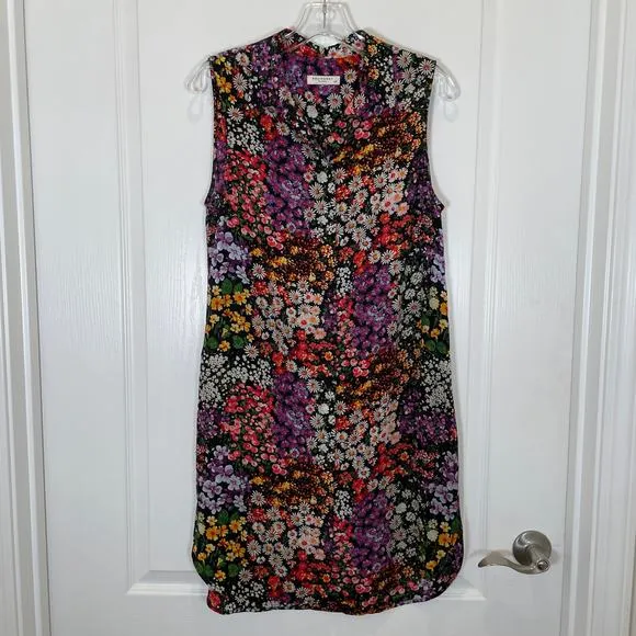 Equipment Michaela Silk Floral Print Shirtdress Sleeveless Mini Purple Coral S