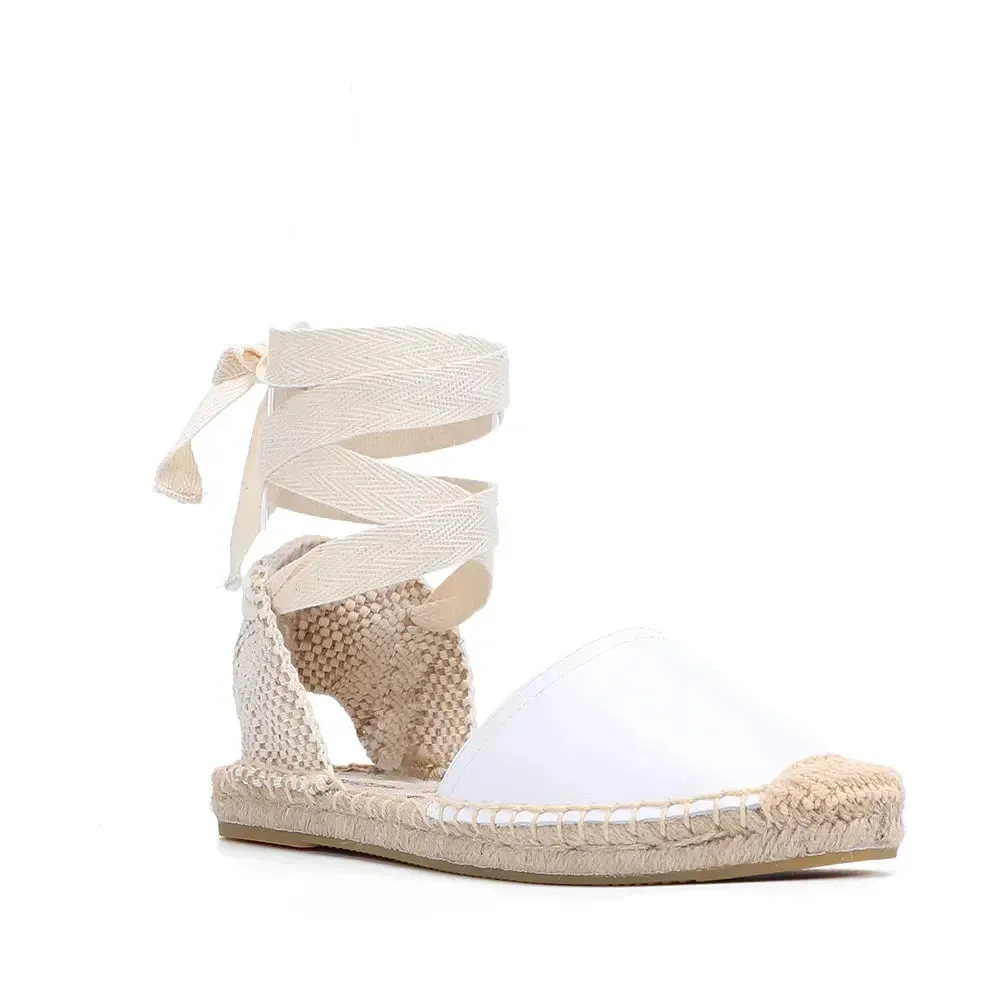 Espadrilles Sandals Shoes Fashionable Genuine Leather T-Strap Platform Womens Sandals Women's Casual Lace-up