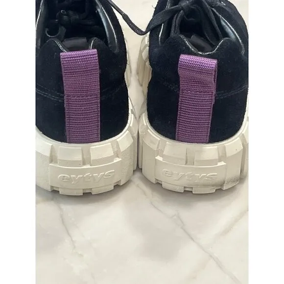 EYTYS Odessa Suede Sneakers in Black M 7.5 W 9 Dust Bag Lace Up Shoes