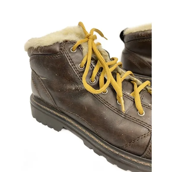Faded Glory Vintage Y2K Chunky Sneakers 8.5 Brown Grunge Fur Lined Bratz Leather
