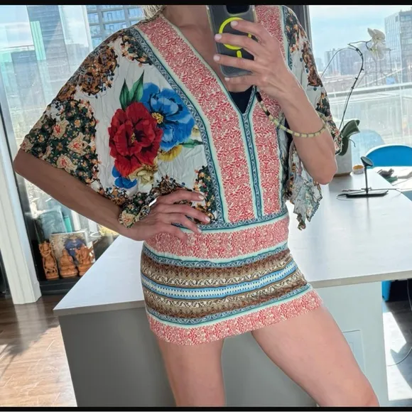 Farm Rio Brazil Floral Vibrant Multicolor Mini Dress, Small