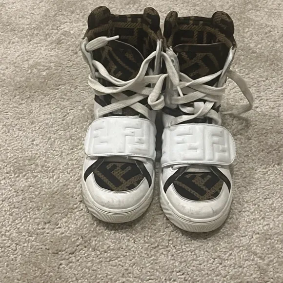 Fendi Kids White High-Top Sneakers