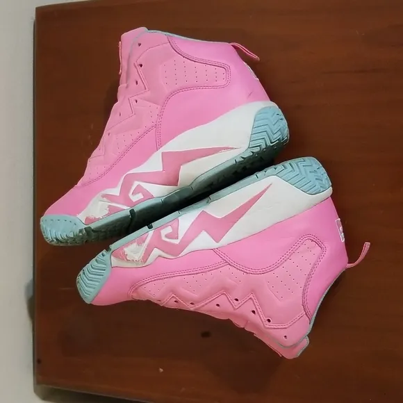 Fila pink,white and turquoise Mashburn hi top sneakers