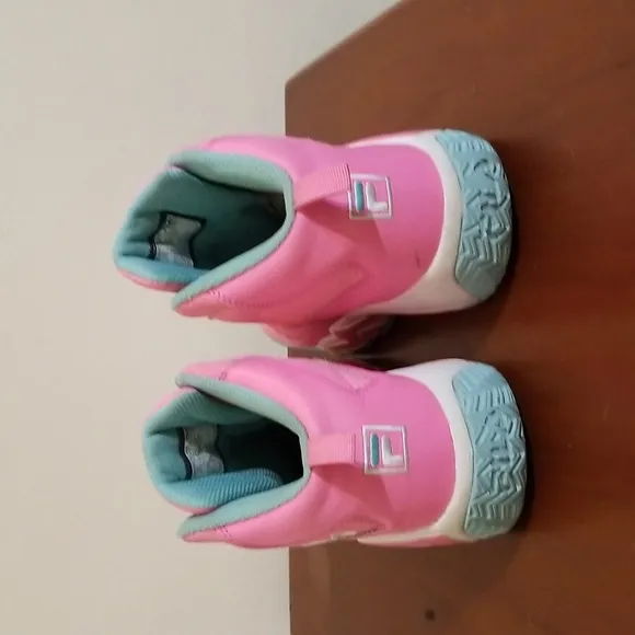 Fila pink,white and turquoise Mashburn hi top sneakers