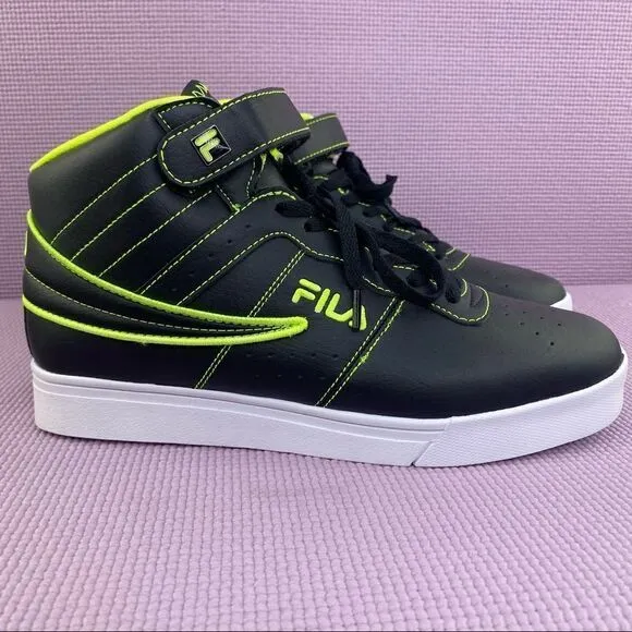 Fila Vulc 13 Top Stitch High Top Sneakers Black Safety Yellow 8.5 1FM01159-016