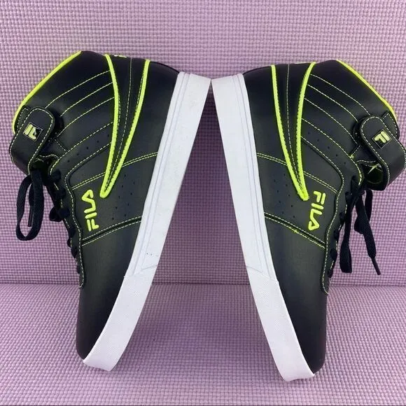 Fila Vulc 13 Top Stitch High Top Sneakers Black Safety Yellow 8.5 1FM01159-016