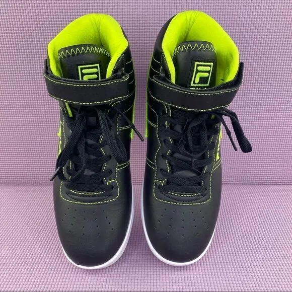 Fila Vulc 13 Top Stitch High Top Sneakers Black Safety Yellow 8.5 1FM01159-016