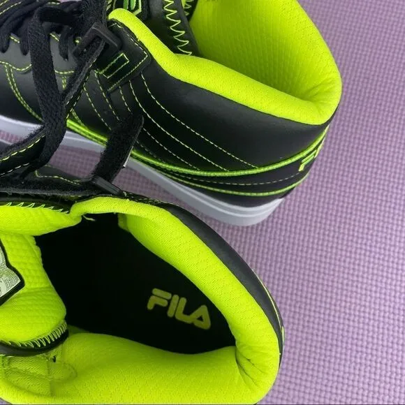 Fila Vulc 13 Top Stitch High Top Sneakers Black Safety Yellow 8.5 1FM01159-016