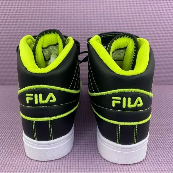 Fila Vulc 13 Top Stitch High Top Sneakers Black Safety Yellow 8.5 1FM01159-016