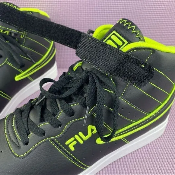 Fila Vulc 13 Top Stitch High Top Sneakers Black Safety Yellow 8.5 1FM01159-016
